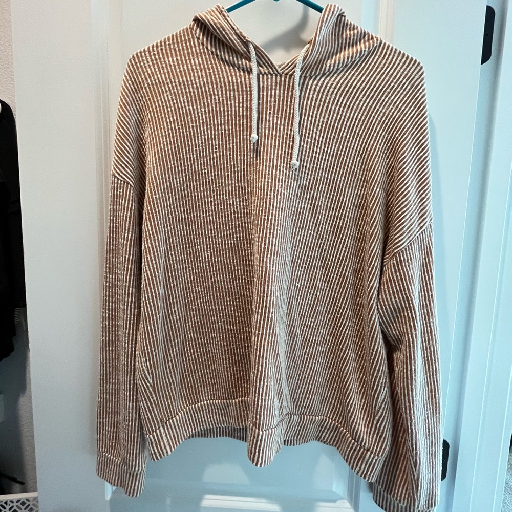 Caution to the Wind orange striped hoodie top size Small